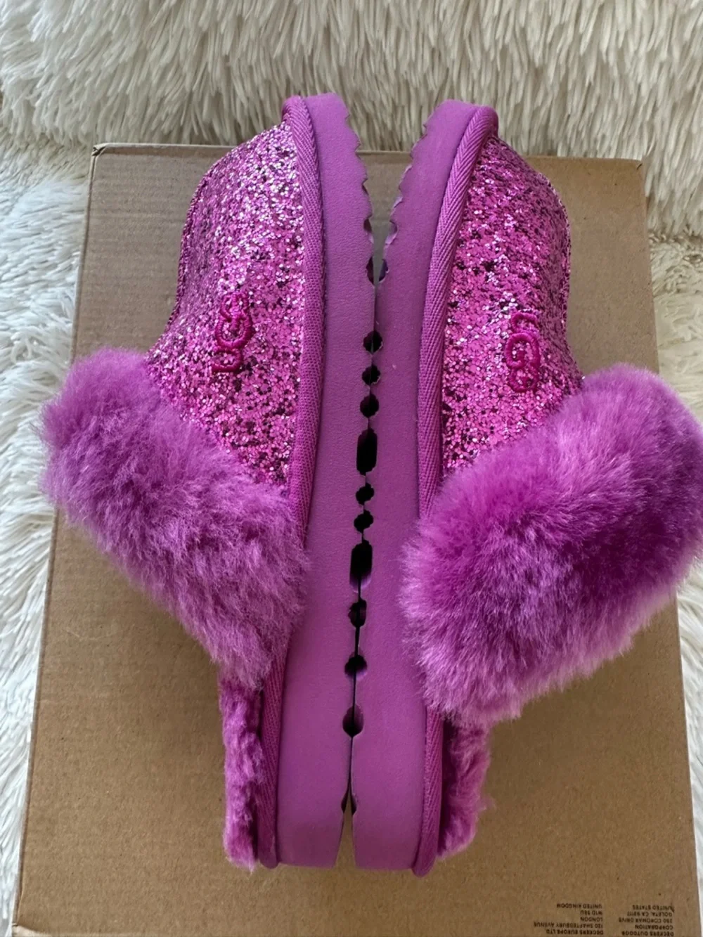 UGG Girls Cozy II Purple Glitter Slippers  Size: 4